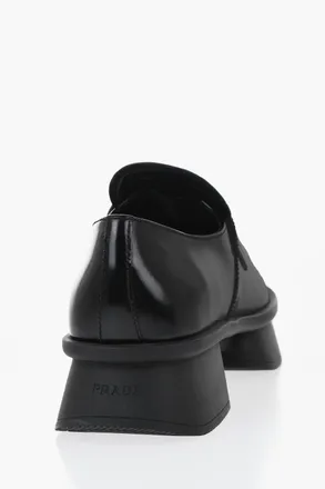 Prada Brushed Leather Penny Loafers with Platform Sole Prada