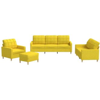 vidaXL Vidaxl - Juego De Sof&aacute;s Con Cojines 4 Piezas Tela Amarillo Claro