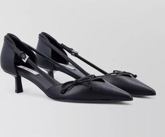 Prada leather slingback pumps kitten heel bow