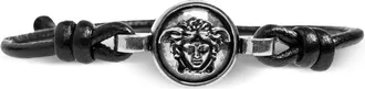 Versace Black Lambskin Leather Bracelet with Medusa Medallion