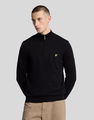 Lyle & Scott Lyle And Scott Mens Cotton Merino 1/4 Zip Jumper - Black - Size: 40