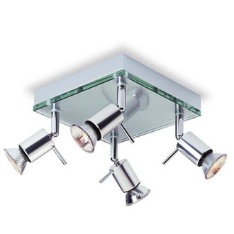 Netlighting Aqua 4 Light Square Flush Light Aluminium Clear Glass GU10
