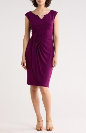Connected Ity Trim Detail Sheath Dress in Dark Plum at Nordstrom Rack, Size 14