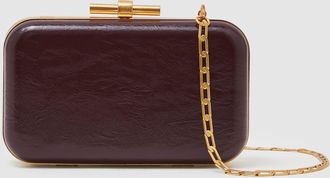 Reiss Burgundy Patent Box Clutch Bag