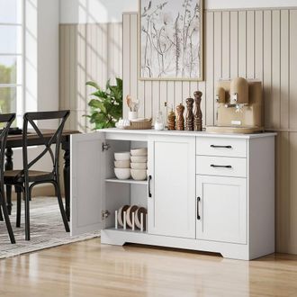 HOMCOM Sideboard with Soft-Close Doors, Modern Storage Cabinet White