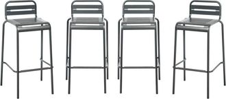 Sweeek Taburete de jard&iacute;n de acero, set de 4, antracita