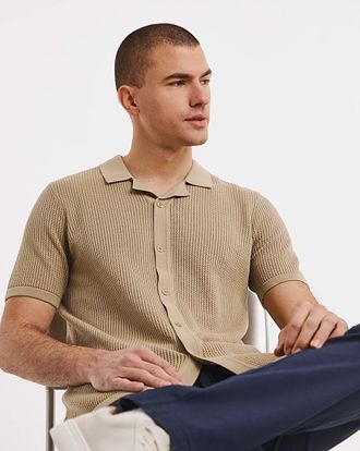 Jacamo Knitted Revere Collar Shirt