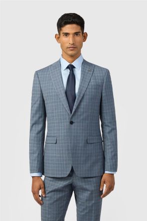 Ted Baker Mens Single Breasted One Button Slim Fit Suit Jacket - Blue Wool - Size 48 (Chest)