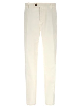 Brunello Cucinelli White Comfort Flat Front Pants