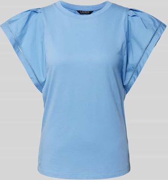 Lauren Ralph Lauren T-Shirt mit Lochstickerei in Sky, Gr&ouml;&szlig;e XXL