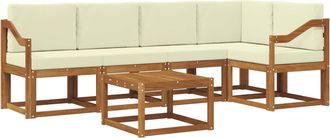 vidaXL Conjunto De Sof&aacute;s De Exterior 6 Uds. Natural Y Crema Vidaxl
