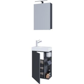 ebuy24 Set 3 pezzi vcm Posto lavanderia per gli ospiti wc wc bagno per ospiti Lavabo con armadio a specchio Mobili da bagno set da bagno - Lumia (antracite)