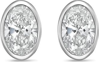 Diana M. Jewels 14Kt White Gold 9.00 cts Lab Grown Oval Diamond Bezel Studs