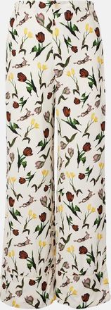 Marni Pantaloni a palazzo in seta con stampa