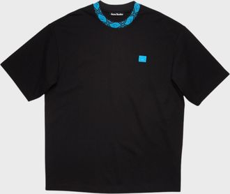 Acne Studios Mens Collar Logo T-shirt Black/Blue Small - Size M