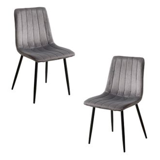 Regalos Miguel Packs Sillas Comedor - Pack 2 Sillas Liny Terciopelo - Gris Oscuro