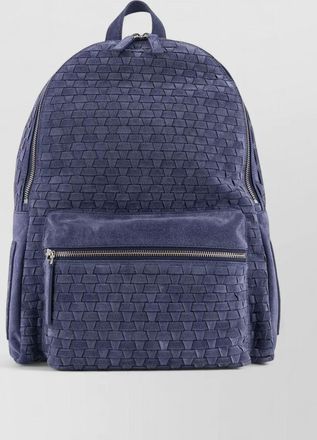 Orciani suede backpack woven texture leather handle