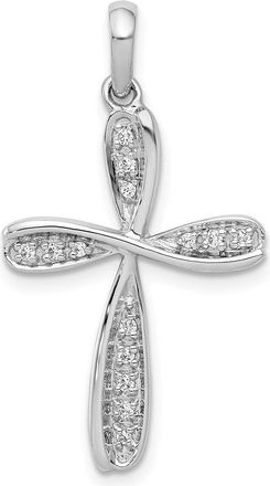 Diamond2Deal 14k White Gold 1/15 carat Diamond Cross Pendant