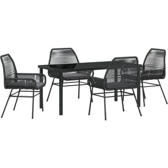 vidaXL Vidaxl - Conjunto De Comedor De Jard&iacute;n 5 Pcs Negro Rat&aacute;n Sint&eacute;tico