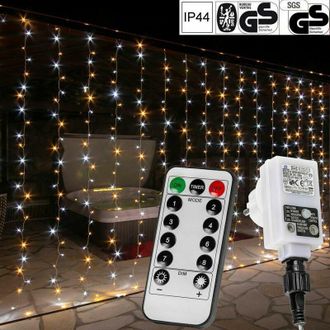 OEM Cortina De Luces Led, Disponible En Varios Tama&ntilde;os: 3x3m 300 Led / 3x6m 600 Led / 6x3m 600 Led Y Colores, Cable Transparente. Color: Blanco C&aacute;lido + B