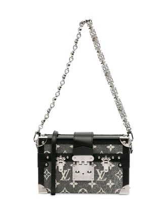 Louis Vuitton 2021-2023 Monogram Jacquard Denim Petite Malle Satchel-Tasche - Grau