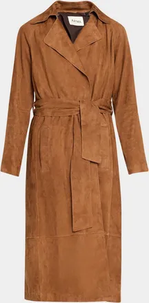 Arma Yava Wrap-Front Lambskin Suede Coat