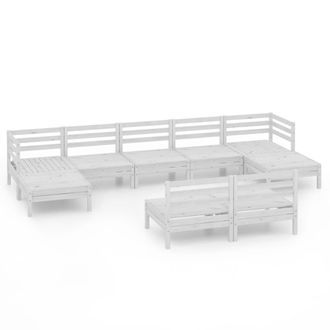 vidaXL Juego De Muebles De Jard&iacute;n 9 Pzas Madera Maciza De Pino Blanco Vidaxl