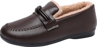 Generic Womens Winter Shoes Comfortable Casual Flats Solid Color Stylish Classic Faux Fur Lined Elegant Warm Slip On Boots for Cold Weather