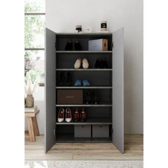 Dmora Armario Multiuso 2 Puertas Floro, 5 Estantes, Apertura Manual, 2 Puertas, 63x114h Cm Gris Cemento