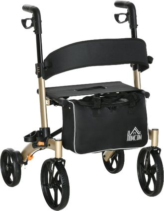 HOMCOM Folding Rollator with Adjustable Handle 4 Wheeled Mobility Walker