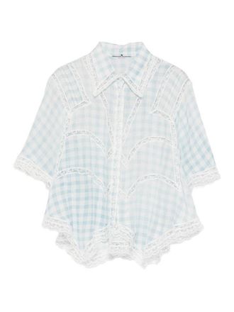 Ermanno Scervino Check Pattern Shirt In Blue And White Cotton