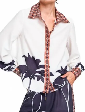 Ciebon Eirny Floral Mix Printed Button Down Shirt In Multi