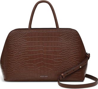 Radley London Liverpool Street Croc Embossed Leather Satchel in Walnut at Nordstrom Rack