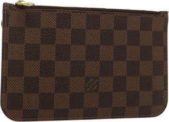 Louis Vuitton Neverfull Pochette Damier Brown Canvas Bag (Pre-Owned)