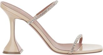 Amina Muaddi Heeled Mules, female, Gray, Size: 8 1/2 US Gilda Slipper 95