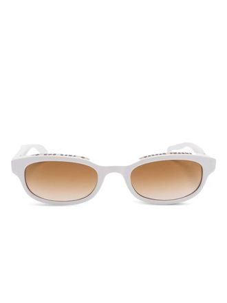 Chrome Hearts Lowrider zonnebril met ovalen montuur - Wit