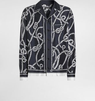 Dolce & Gabbana Marina-print Silk Twill Shirt - Man Shirts Multicolor 40