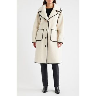 Bernardo Blanket Stitch Fleece Coat in Cream at Nordstrom Rack, Size Large