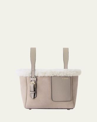 Valextra Mini Suede & Shearling Bucket Bag