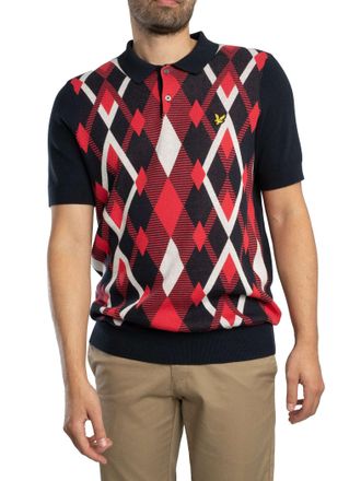 Lyle & Scott Katoenen Poloshirt Met Argyle-Patroon, Gebreid, Rood