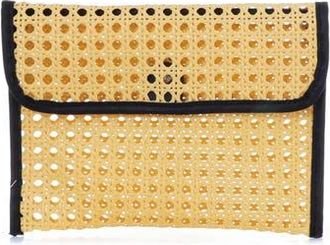 Adornia Rattan and Faux Leather Clutch in Black/Tan at Nordstrom Rack