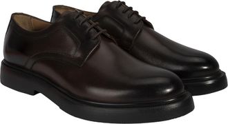 Desa Man Leather Slip-On Shoes - Lace-Up Design, Flat Heel, Breathable | Brown - 40