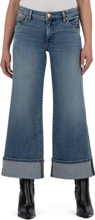 Kut from the Kloth Meg Cuffed Mid Rise Wide Leg Jeans in Incontrovertible at Nordstrom, Size 8