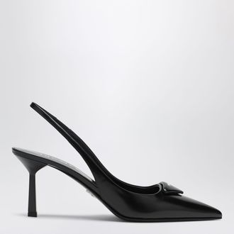 Prada D&eacute;collet&eacute; slingback nera in pelle spazzolata