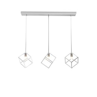 Top-Light Sospensione Moderna Rettangolare Frame Metallo Cromo 3 Luci G9