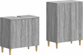 vidaXL Juego De Gabinete De Ba&ntilde;o De 2 Piezas Delft Sonoma Gris Vidaxl