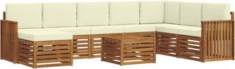 vidaXL Conjunto De Sof&aacute;s De Exterior 9 Uds. Natural Y Crema Vidaxl