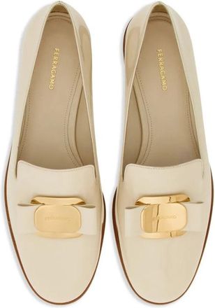 Ferragamo Ladies White Loafers, US Size 8.5