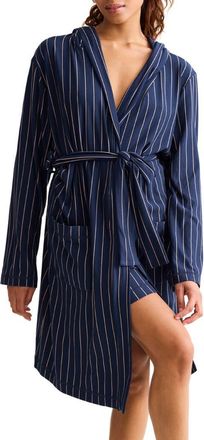 Fleur't Hooded Robe in Ink/Praline Stripe at Nordstrom, Size X-Large