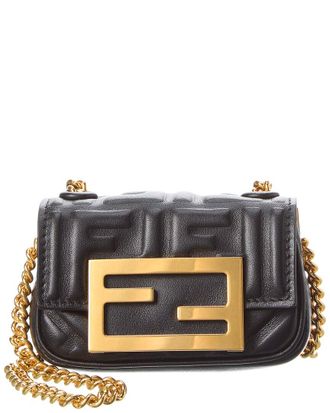 Fendi Fendi Ff Logo Leather Shoulder Bag